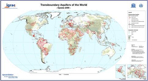 Mapa de acuíferos transfronterizos en el mundo (2009)